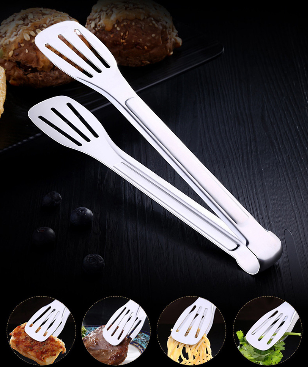 Kẹp Gắp Thức Ăn Thịt Nướng Bằng INOX 304 Dụng Cụ Gắp Thực Phẩm Cao Cấp - HÀNG LOẠI 1- CHÍNH HÃNG MINIIN