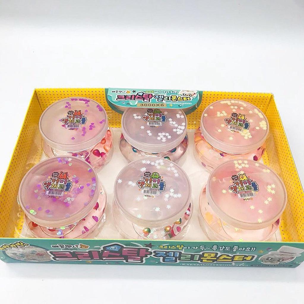 Slime LỌ TRÒN hoa giấy kim tuyến nhũ NG0C TRAI màu cực đẹp Đồ chơi hũ slam chất nhờn ma quái squishy