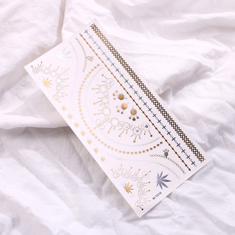 COMBO 5 Hình Xăm Dán Nhũ Ánh Kim Tatoo Nghệ Thuật 3D Họa Tiết Henna 21*15cm