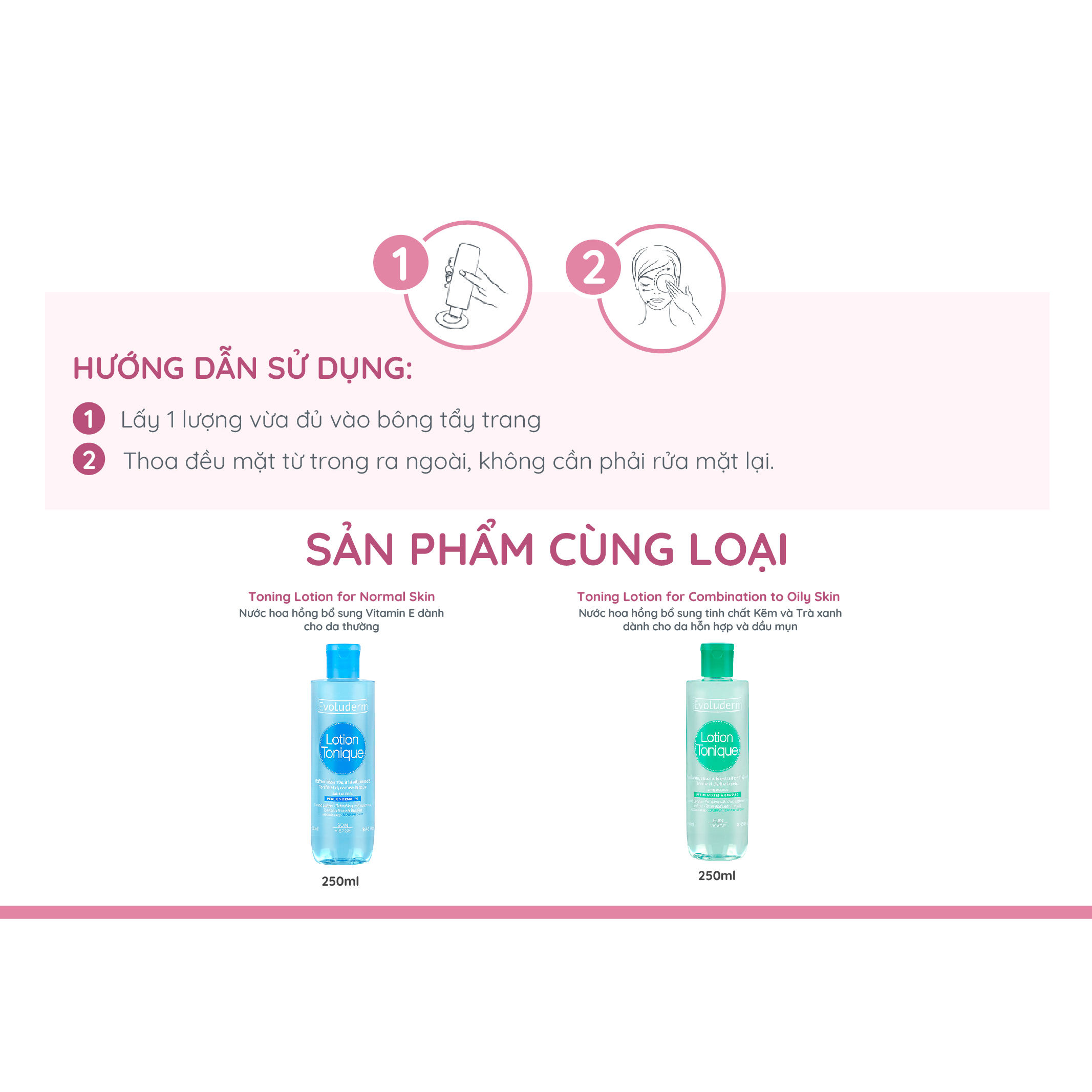 Nước hoa hồng dưỡng ẩm và làm sạch cho da nhạy cảm Evoluderm Lotion Tonique 500ml