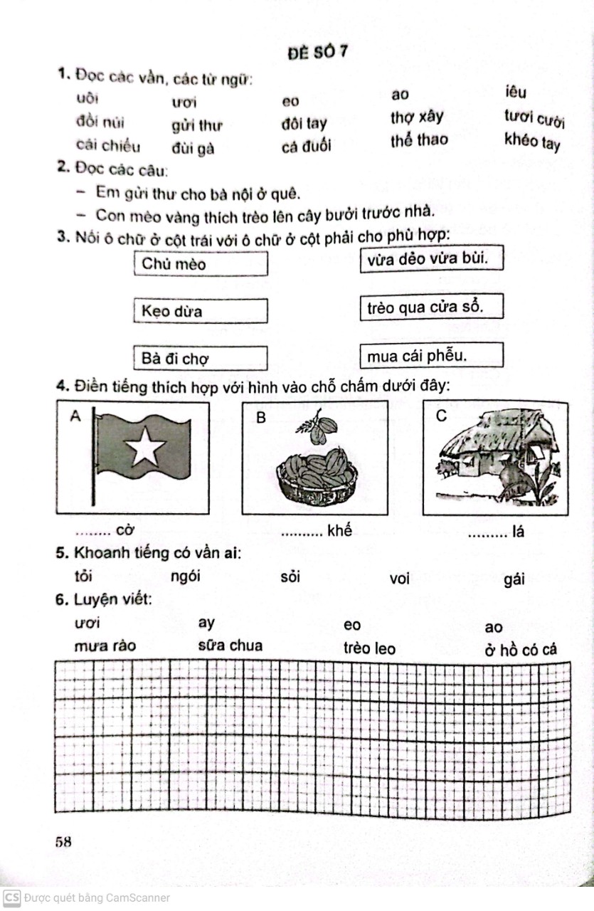 Bộ đề kiểm tra môn Toán - Tiếng Việt lớp 1