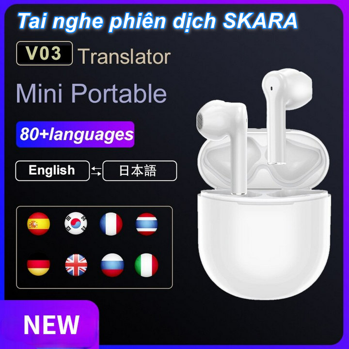 Tai nghe Bluetooth Phiên Dịch SKARA V03 80 ngôn ngữ - Home and Garden