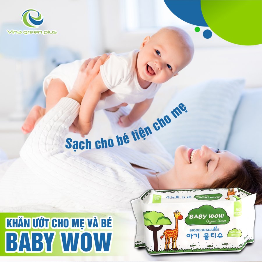Combo 2 khăn ướt Organic 80 tờ không mùi Baby Wow