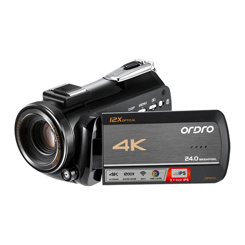 Máy Quay Video 4K Chuyên Nghiệp Youtube Phát Trực Tiếp Ordro AC5 Zoom Quang Học 12X Máy Quay Kỹ Thuật Số Blogger Vlogging Filmadora