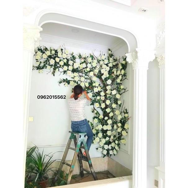 Dây hoa Hồng leo giả - Nhiều màu sắc – Dài 1m7 –Thân lõi thép dễ uốn decor theo ý thích - Cây giả, hoa lụa trang trí DIY