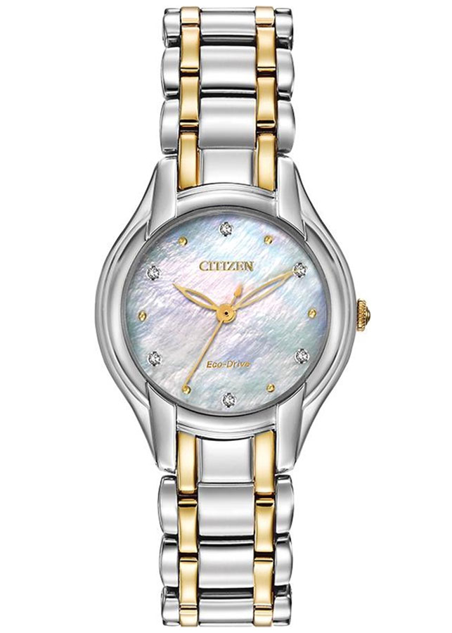 Đồng Hồ Nữ Citizen Đính Đá Swarovski Dây Thép Không Gỉ EM0284-51D - Mặt Xà Cừ