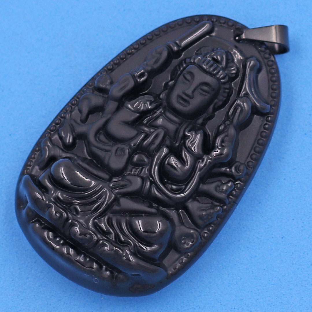 Mặt Phật Thiên Thủ Thiên Nhãn đen 5 cm kèm hộp nhung