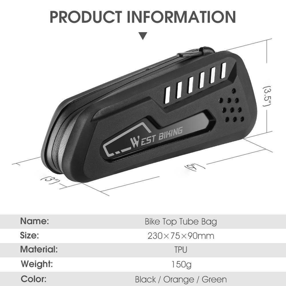 WEST BIKING Bicycle Bag Waterproof Bike Frame Bag Cycling Bag Bicycle Front Tube Frame Bag Road Bike Accessories