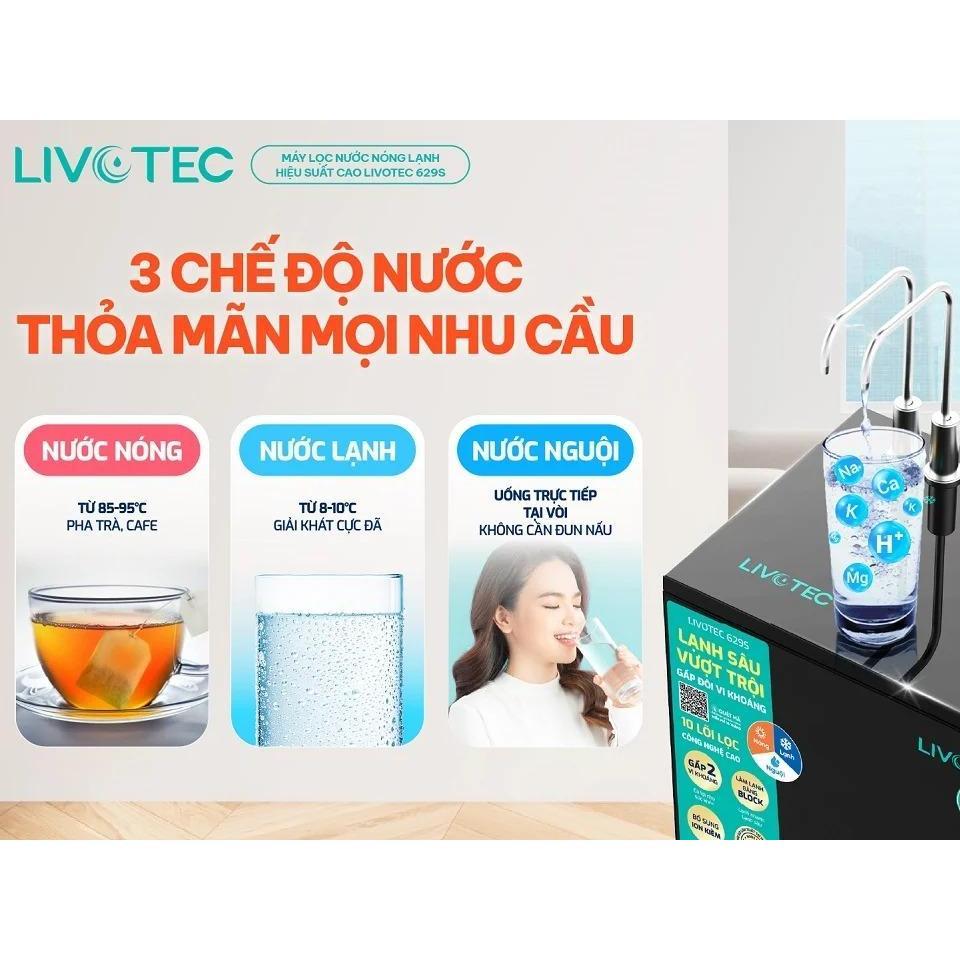 [ TẶNG BỘ LÕI] Máy Lọc Nước RO Nóng Lạnh Livotec 629S, Lọc Sạch Vượt Trội, Bổ Sung Khoáng Chất, - Hàng Chính Hãng
