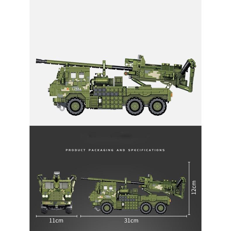 Đồ chơi Lắp ráp Xe Phao Hạt lựu Rocket - Panlos 639003 Howitzer Car - Xếp hình thông minh - Mô hình trí tuệ