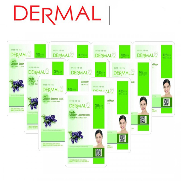 Mặt Nạ Dermal Tinh Chất Thảo Mộc Ngăn Ngừa Lão Hóa Da Herb Collagen Essence Mask 23g - 10 Miếng