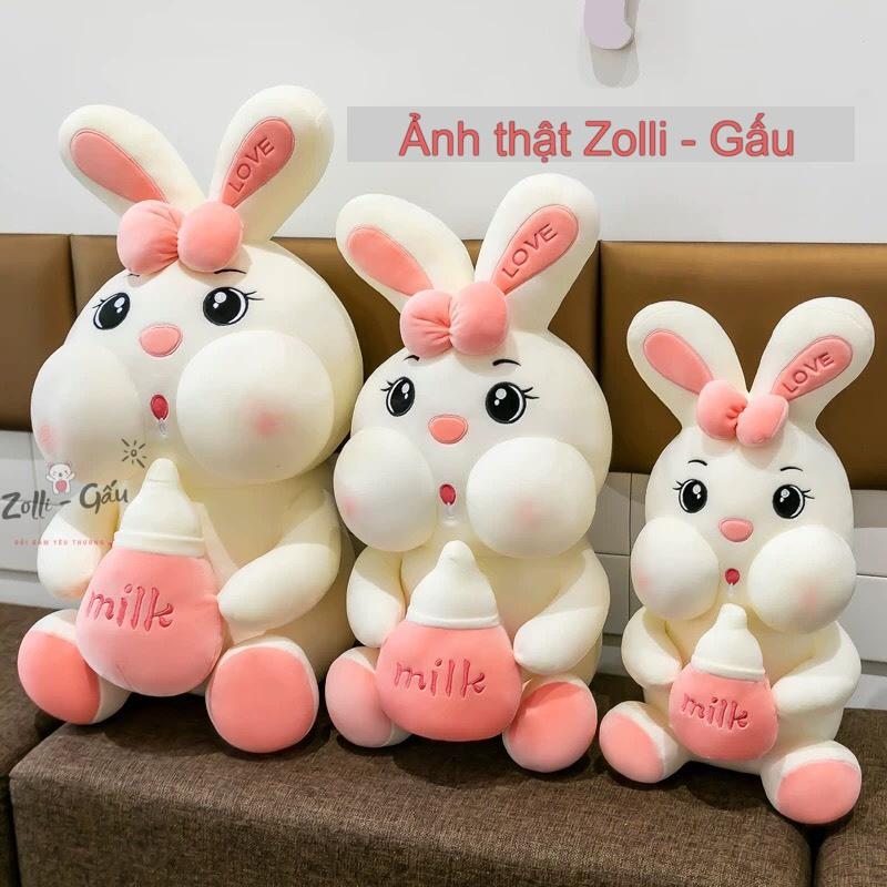 Thỏ bông ôm Bình Sữa - Gấu bông nhập khẩu ngoại