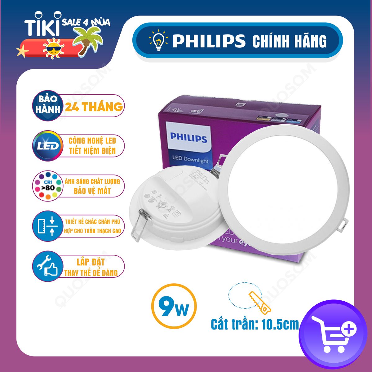 Bộ Đèn Led Downlight Meson G3 Philips 220V - 240V - Ánh Sáng Đồng Đều, Giá Cạnh Tranh - Hàng Chính Hãng - 9W - Ánh Sáng Trắng 6500K
