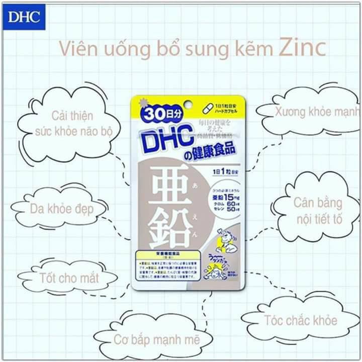 Kẽm Zinc DHC Nhật duy trì sức khỏe của da, ngừa mụn nội tiết, vị giác ngon miệng, tăng cường sinh lực phái mạnh - Massel Official