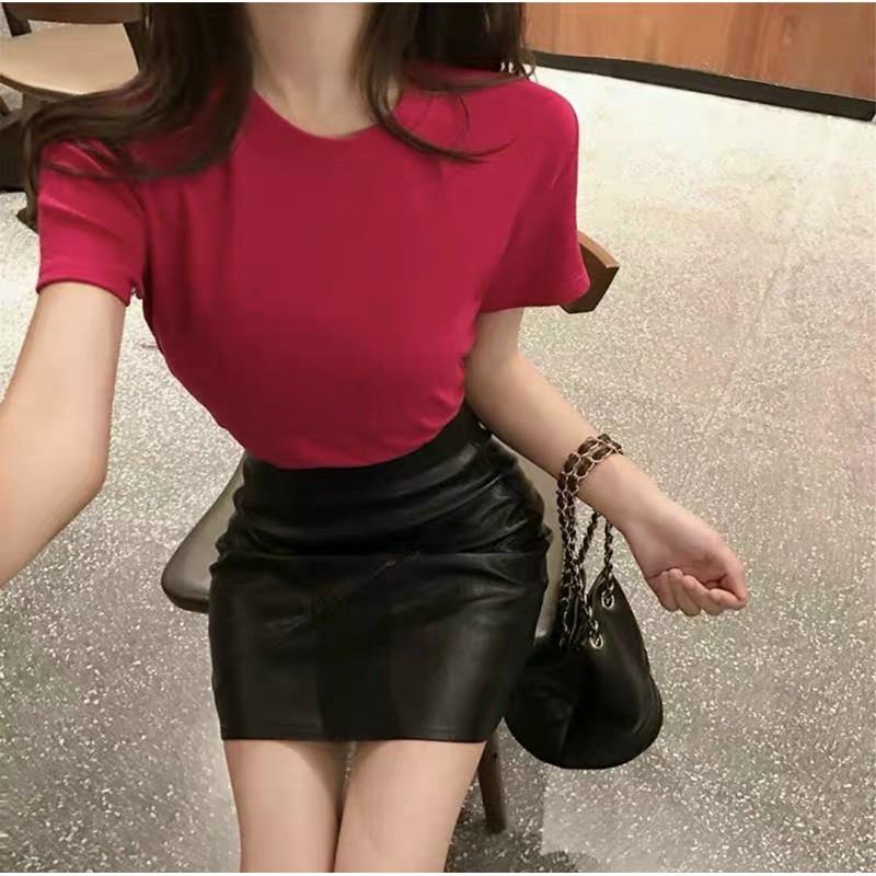 Áo thun trơn body tay ngắn chất borip co giãn nhẹ