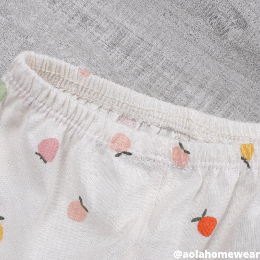 Bộ dài tay bé gái thun cotton, bộ babydoll bé gái mặc ngủ tay bèo cài nút Áo Lá Homewear A002