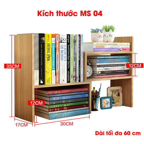 Kệ sách gỗ để bàn văn phòng lắp ghép MS 04