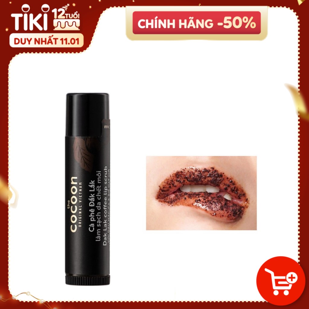 Tẩy da chết môi cà phê Đắk Lắk COCOON mềm môi hồng môi Dak Lak Coffee Lip Scrub COCN10 5g