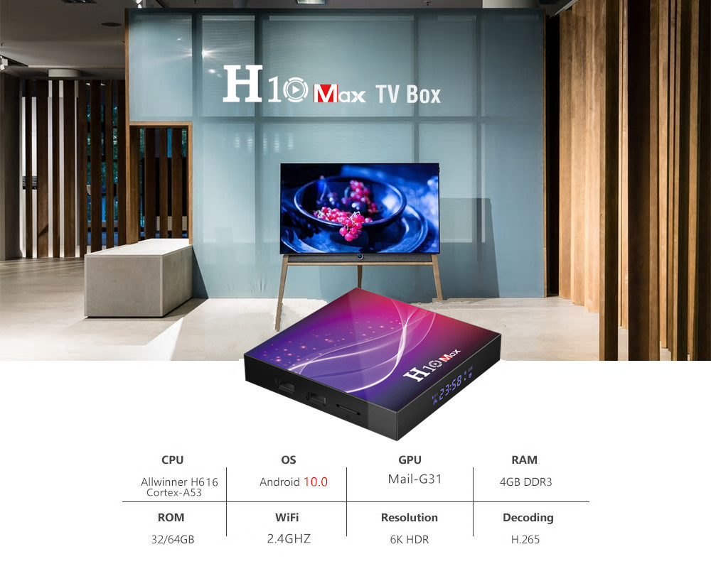 Android Tivibox Ldk.ai MAX Android 10.0 STB 4G RAM+64GB ROM .4G/5G Wifi BT4.0 1000M Media Player - Hàng Chính Hãng