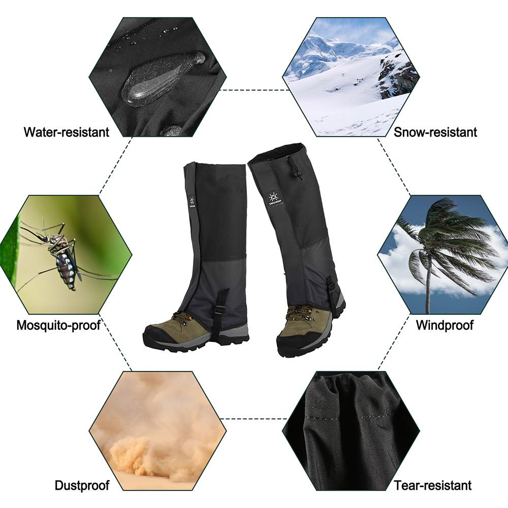1 Pair Outdoor Snow Boot Gaiter Adjustable Drawstring Shoe Gaiter Snow Resistant Shoe Gaiter for Hiking Skiing Climbing