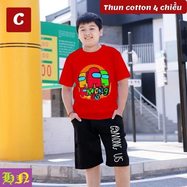 Quần áo trẻ em béo phì bé trai Among US từ 22-58kg - Đồ bộ bé trai chất thun cotton 4 chiều-Hương Nhiên