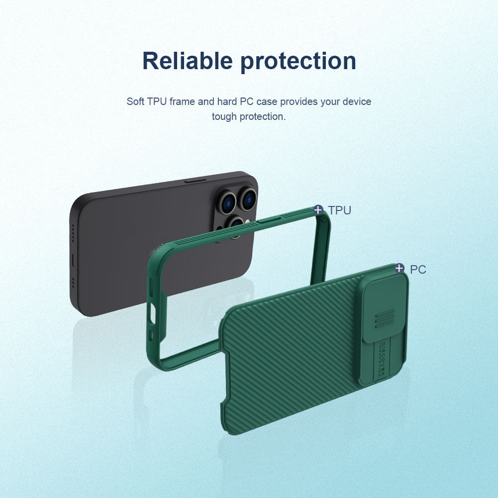 Ốp lưng chống sốc cho iPhone 14 Pro Max bảo vệ Camera hiệu Nillkin Camshield Pro chống sốc cực tốt, chất liệu cao cấp, có khung & nắp đậy bảo vệ Camera - hàng nhập khẩu