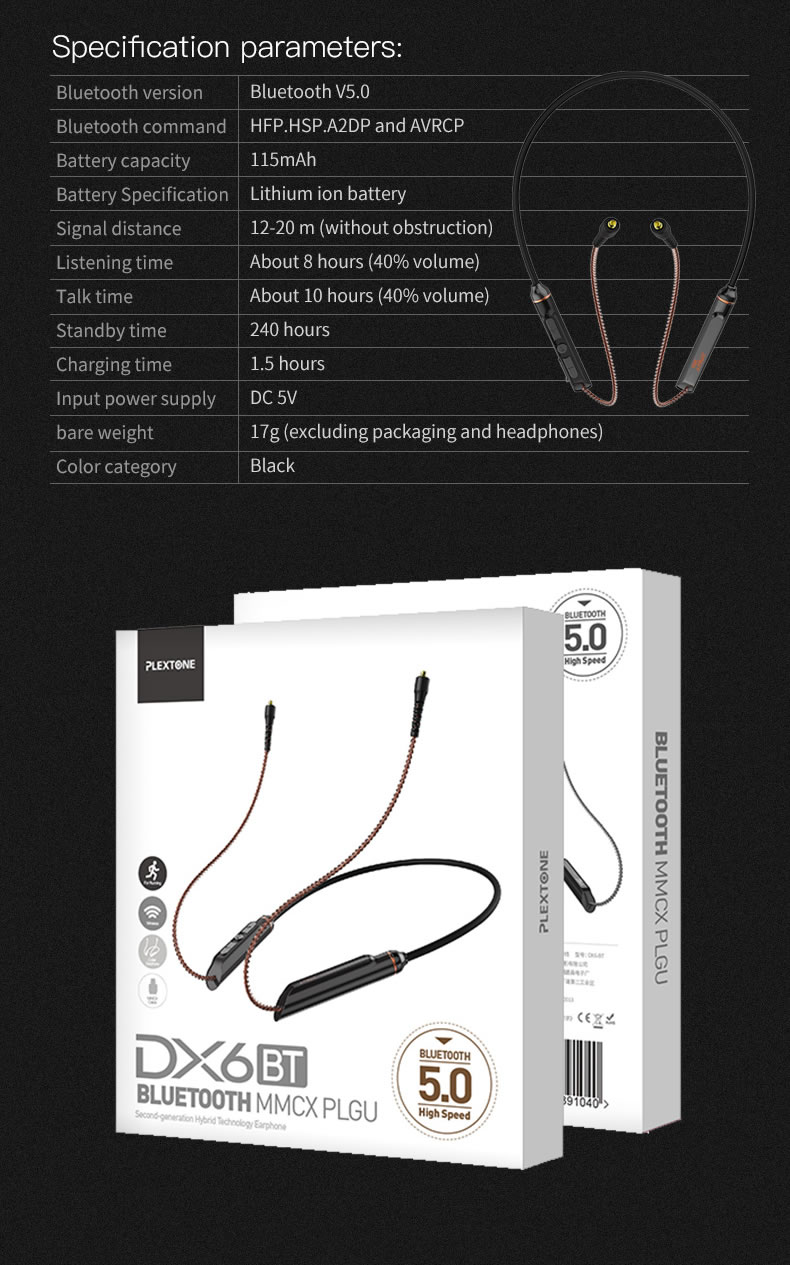 Tai nghe chơi game cao cấp Plextone DX6 có Mic âm thanh Hybrid 3 Driver Earphone Head dây tín hiệu chống kéo, chống uốn có Module Bluetooth hoặc Type C hoặc Jack 3.5mm gắn Socket MMCX. – Hàng Chính Hãng.