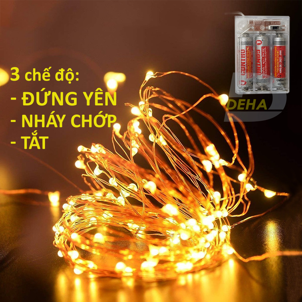 Dây đèn nháy Led đom đóm trang trí pin dây bóng đèn nháy cao cấp decor nhà cửa, lễ tết, lều trại du lịch, fairy light cao cấp (Tùy chọn màu và chiều dài dây)