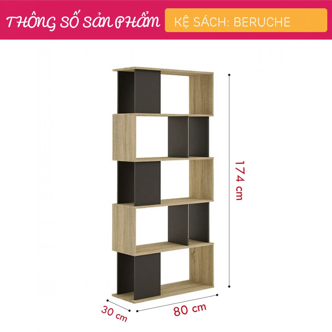 Giá sách gỗ đẹp thiết kế hiện đại SMLIFE Beruche
