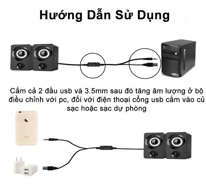 Loa vi tính để bàn SUPER BASS cực đã dòng loa cao cấp cho laptop, pc, điện thoại MÀU ĐEN - Hàng Chính Hãng