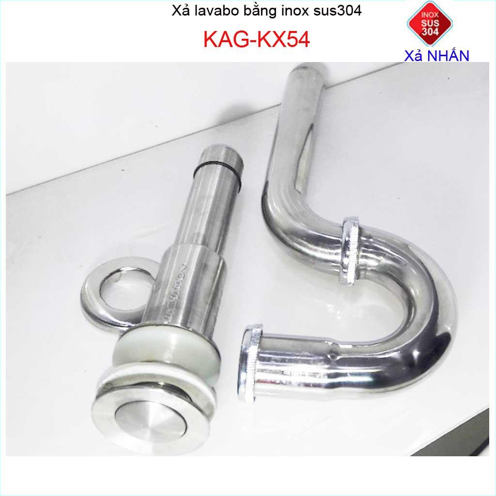 Xả chậu lavabo KAG-KX54 Inox SUS304, bộ xả nhấn lavabo sứ Inox dày cao cấp xả nước nhanh sử dụng tốt