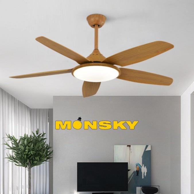 (QUẠT ĐÈN) Đèn quạt MONSKY COADTED LED 3 cách thức năng lượng tối tân - có chỉ huy từ xa