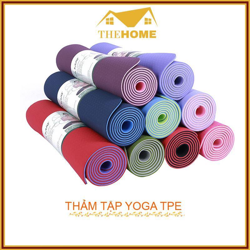 Thảm Tập Yoga 2 Lớp TPE Độ Dày Chuẩn 8mm (KÈM TÚI ĐỰNG), Thảm Tập Gym Chống Trơn Trượt Và Không Thấm Mồ Hôi Cao Cấp.