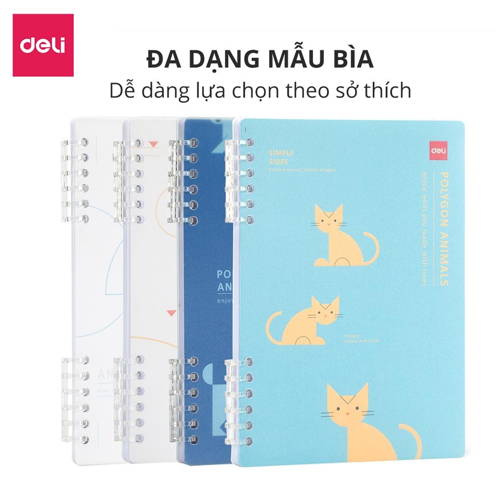 Sổ lò xo gáy xoắn hình thú vật dễ thương A5 100 trang kẻ ngang Deli