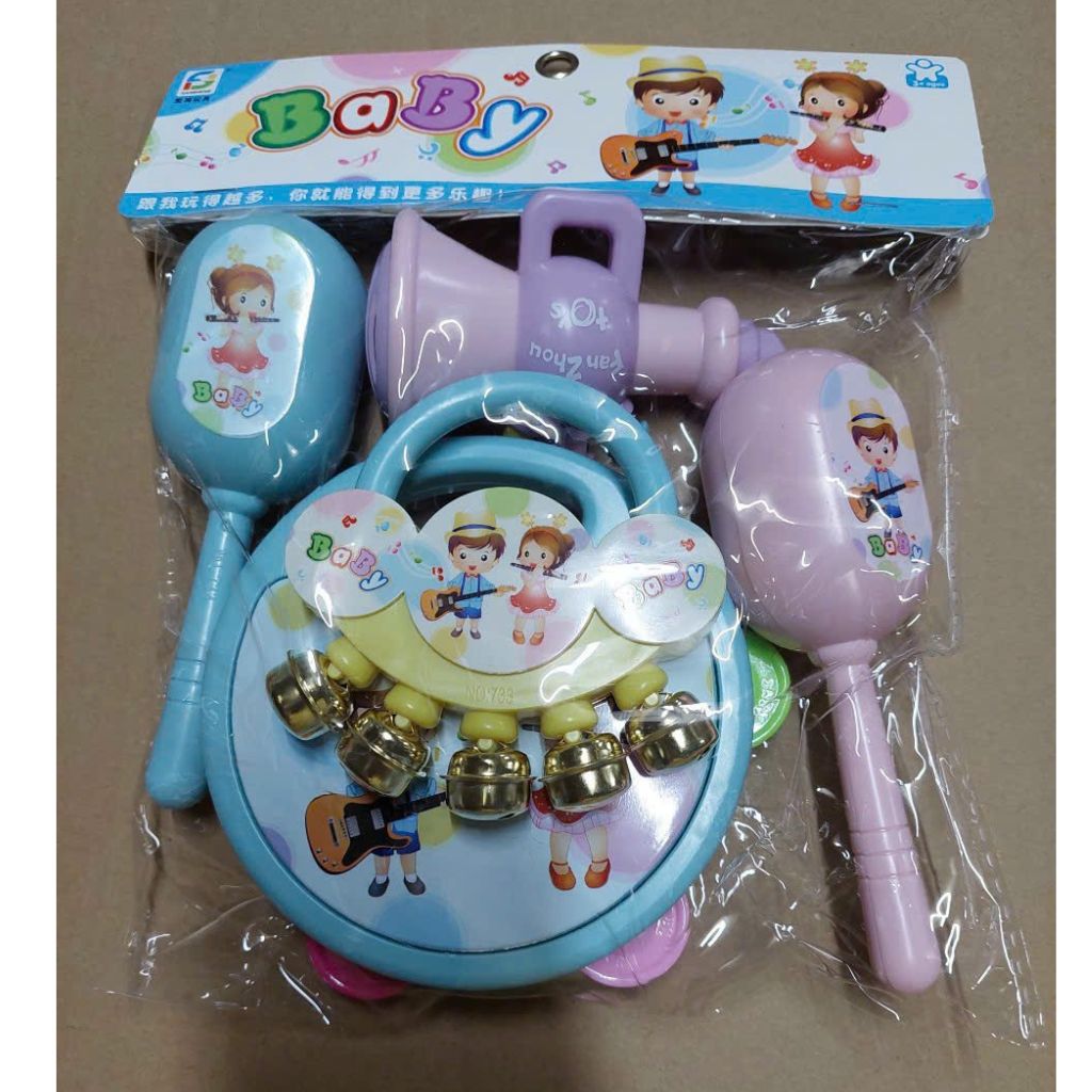 Đồ chơi lắc nhạc cho trẻ sơ sinh- Bộ gồm 5 mẫu lắc khác nhau: HEO, THỎ, MÈO và 2 mẫu mặt cười