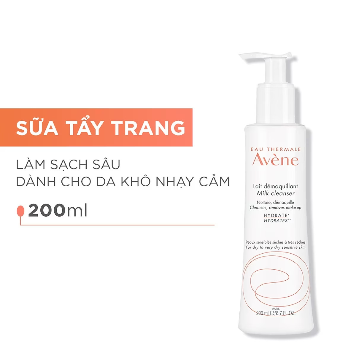 Sữa Rửa Mặt/Tẩy Trang Avene Dịu Nhẹ - Avene Gentle Milk Cleanser 200ml