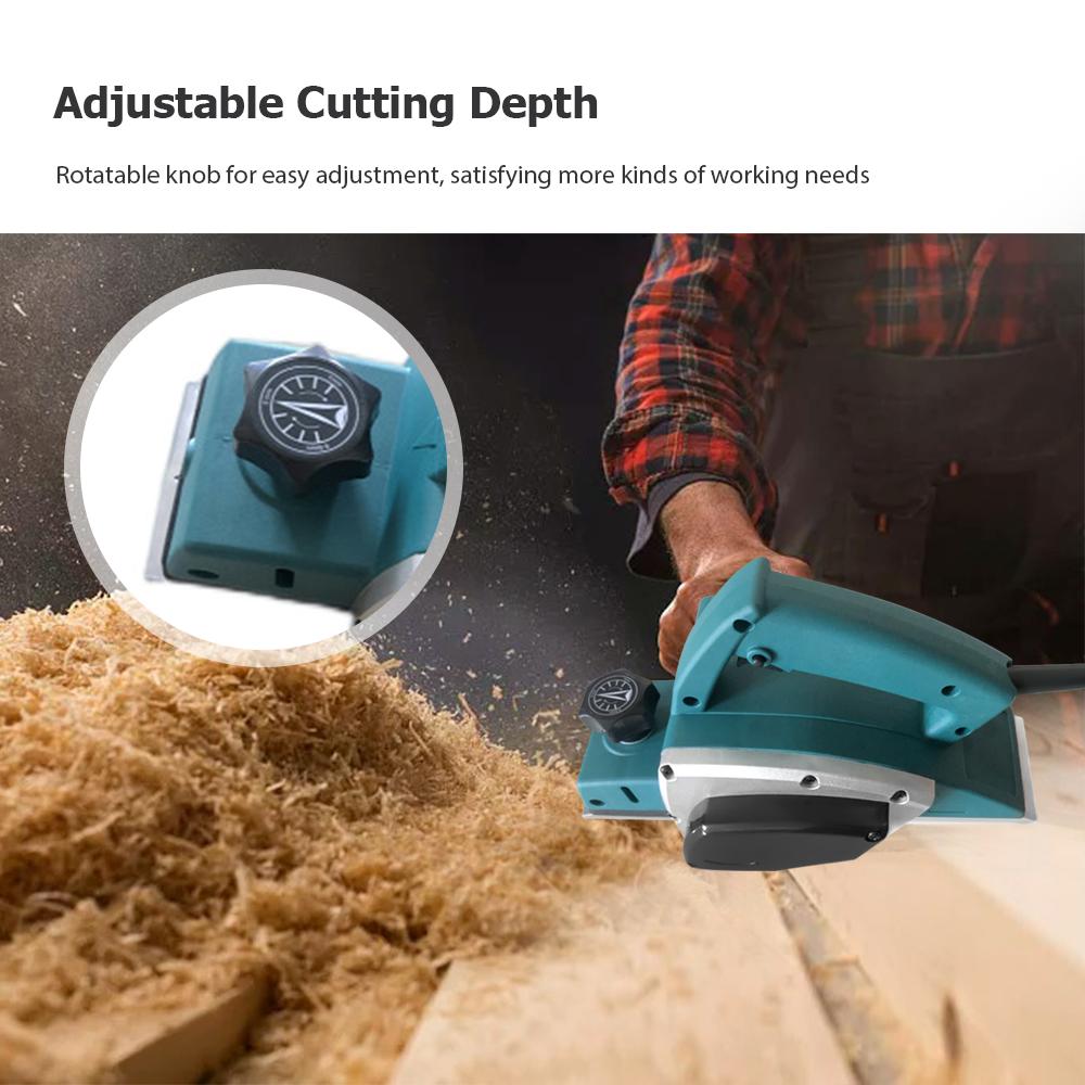 Handheld Electric Planer Multifunction Wood Planer Chamfer Planing Power Tool with Adjustable Cutting Depth Carpenter Woodworking DIY Tool