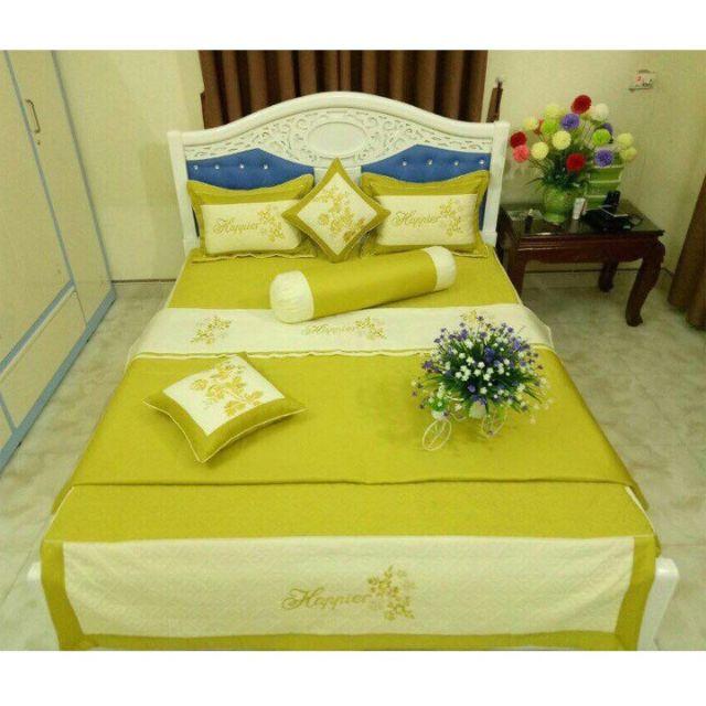 Set 3 món ga gối trần bông satin 2m×2m2