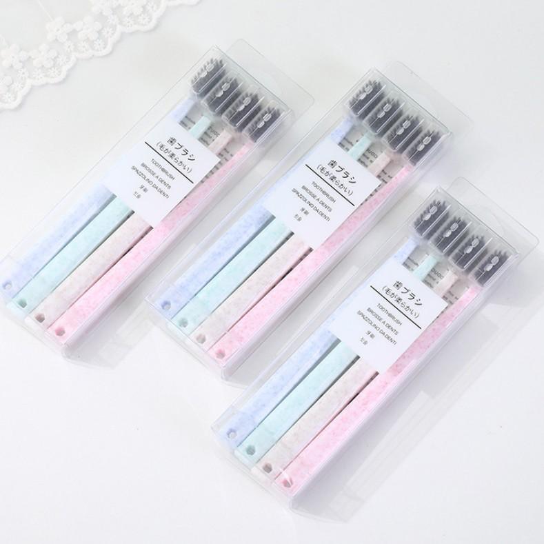 4 bàn chải đánh răng lông đen than hoạt tính ToothBrush Nhật Bản