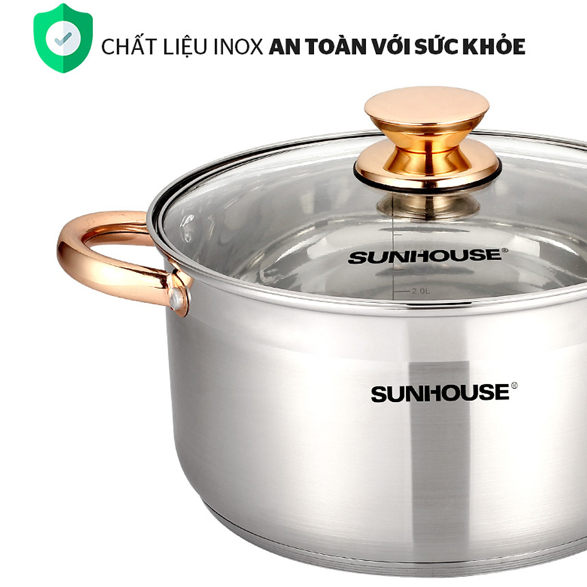 Bộ nồi inox 5 đáy Sunhouse SH781 16-20-24cm (Tặng Kèm Móc Khóa BG)