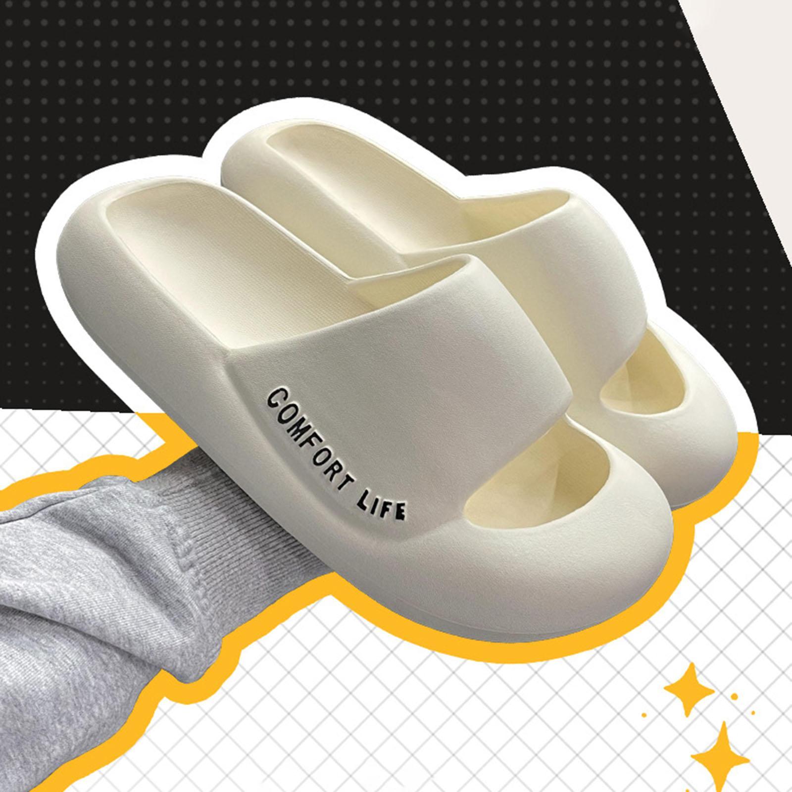 Unisex Pillow Slippers Soft Lightweight Thick Sole Non Slip Summer Open Toe