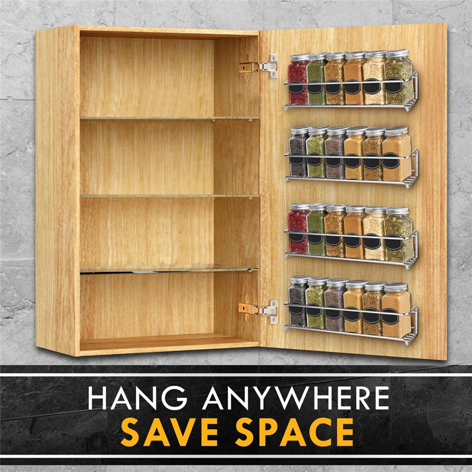 Metal Hanging Spice Shelves Rack Organizer Kitchen Wall Mounted  2Pcs