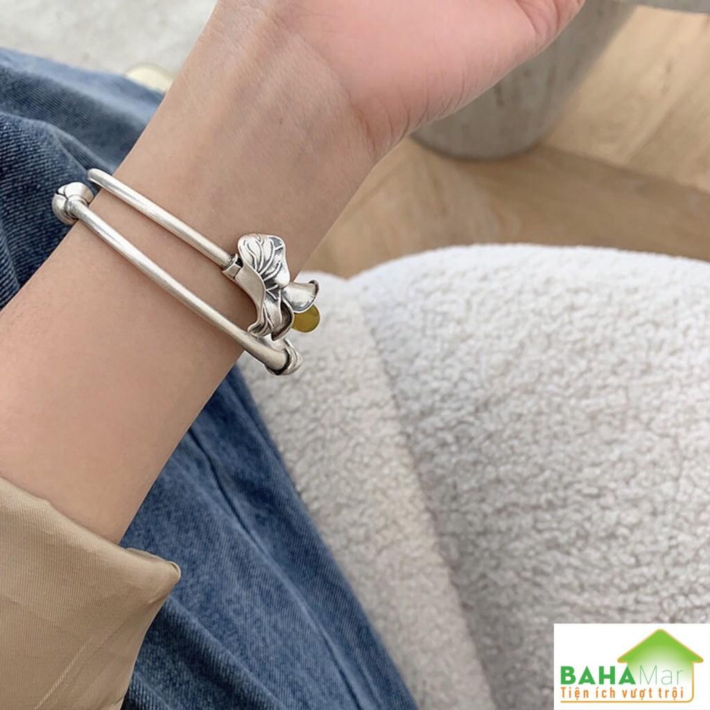 LẮC BẠC VINTAGE THỜI TRANG TẠO HÌNH HOA bạc nguyên chất Vintage Handmade 925, Vòng tay phong cách thời trang