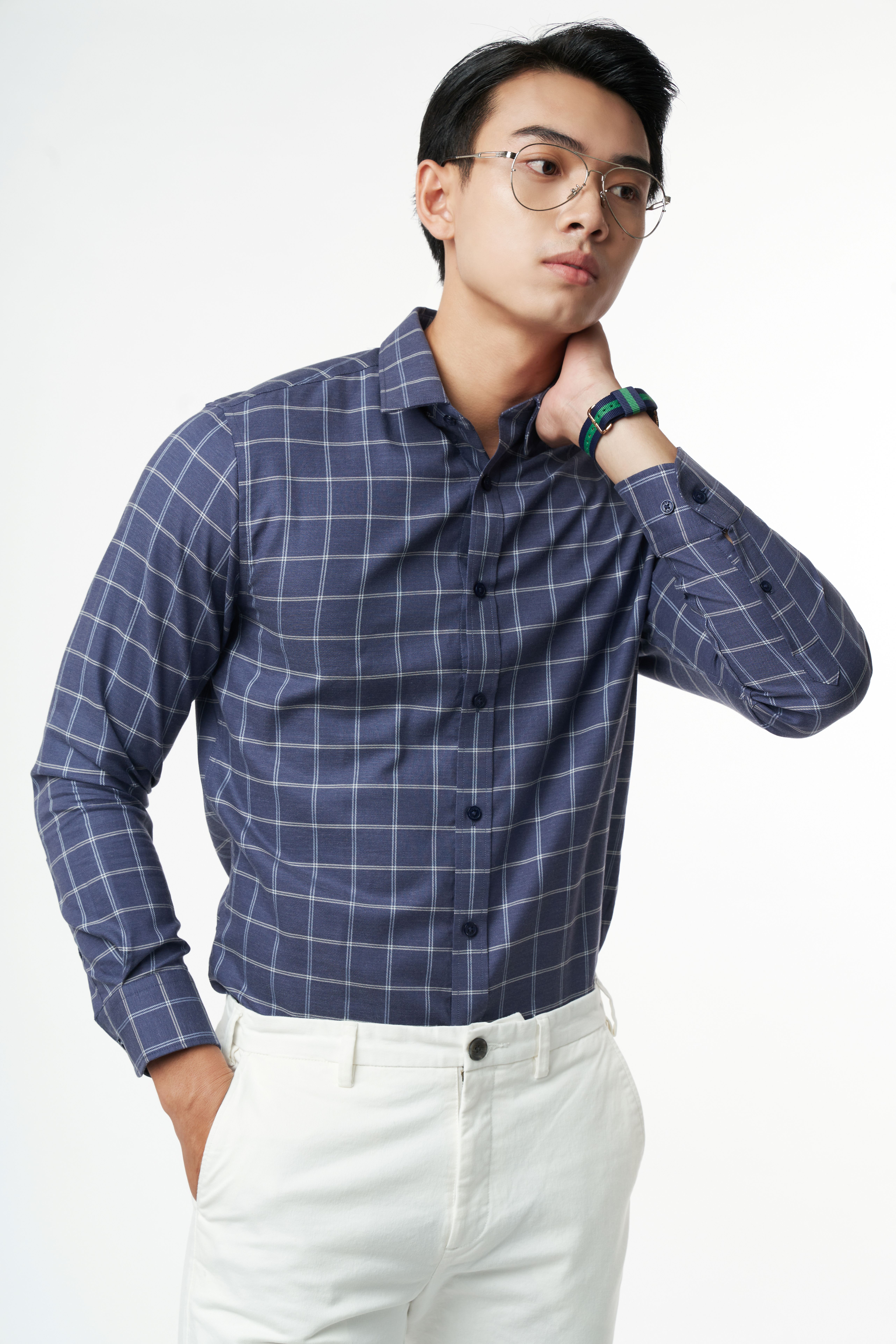 Áo Sơ Mi Caro Melange Nam Cotton Chống Nhăn Tự Nhiên N&amp;M Thương Hiệu NINOMAXX 2110030