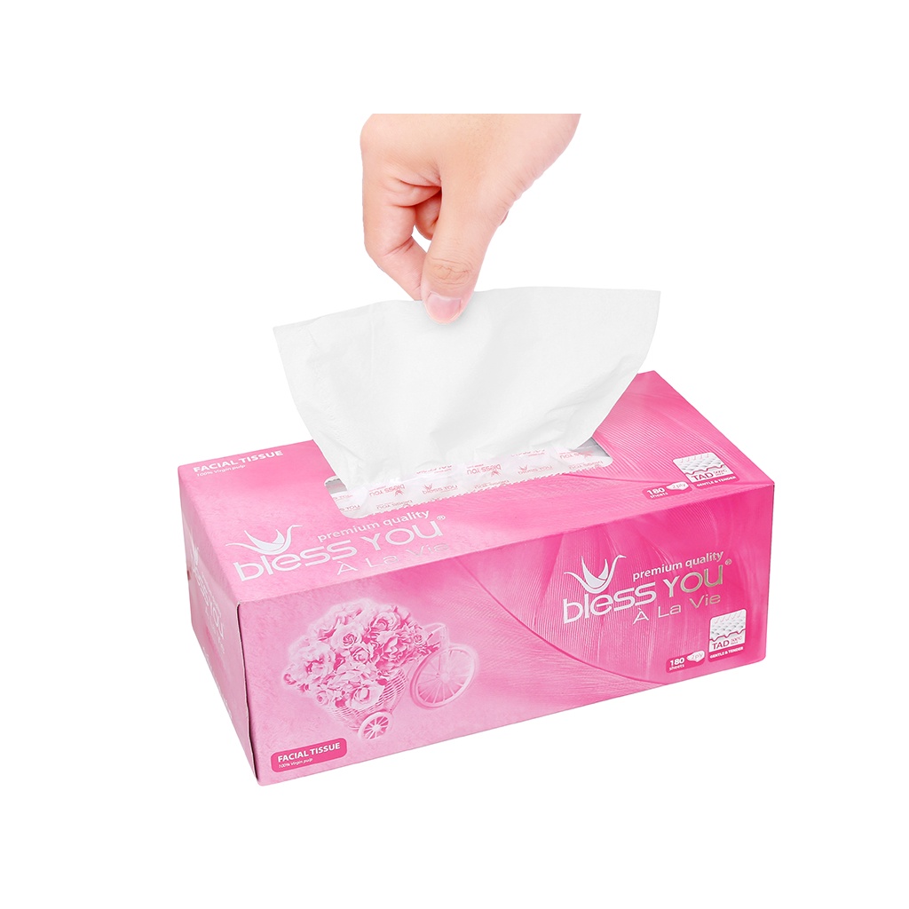 Khăn Giấy Lụa Hộp Bless You 2 Lớp Cao Cấp 180 Tờ