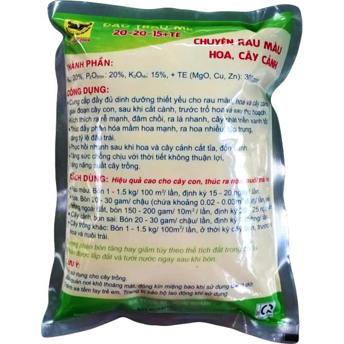Phân Bón Đầu Trâu MK 20-20-15 Gói 1kg Chuyên Rau màu - hoa, cây cảnh