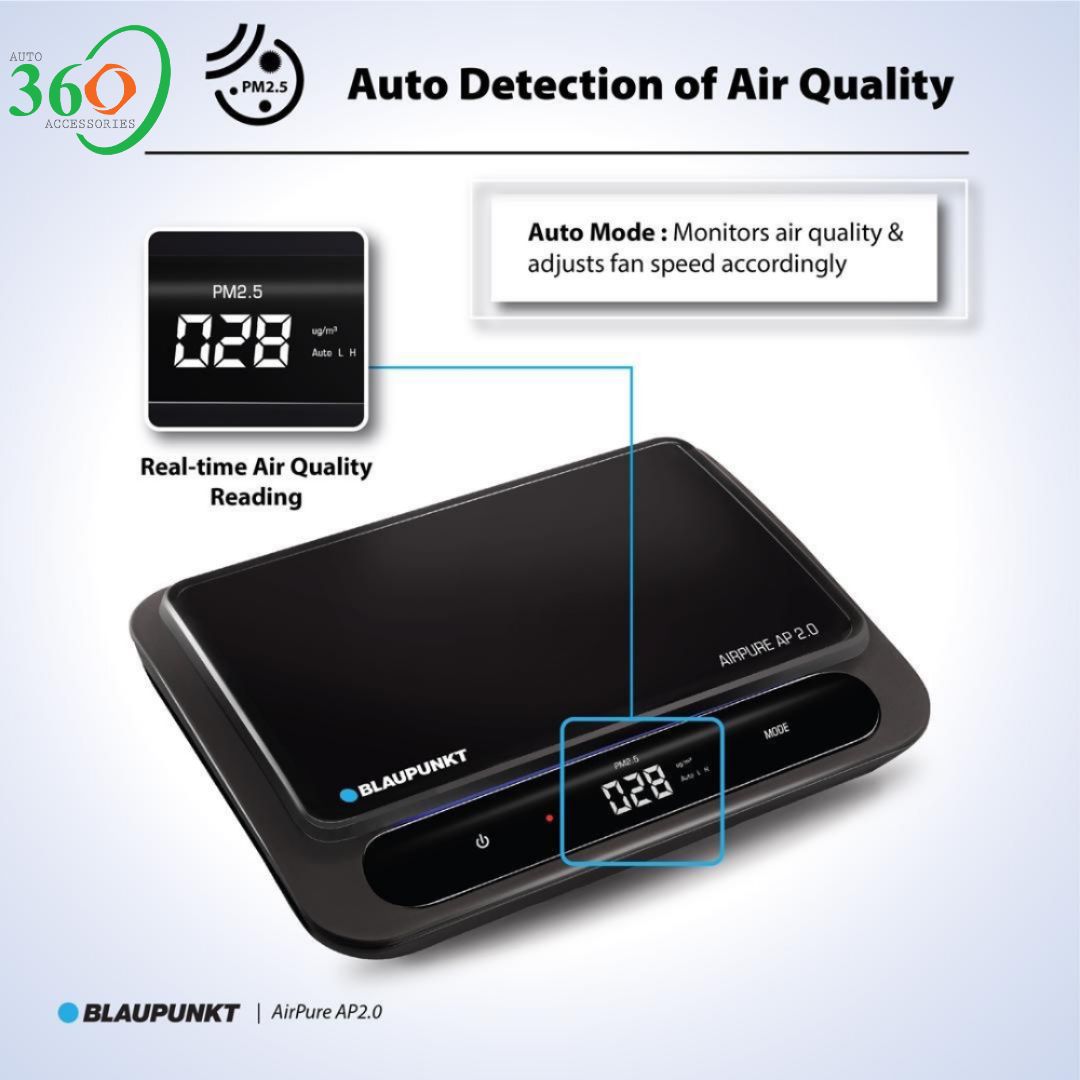 Máy Lọc Không Khí Ô Tô Cao Cấp Blaupunkt Airpure AP 2.0 Không Một Tiếng Ồn, Sử Dụng Bộ Lọc Hepa Lọc Không Khí - Khử Mùi, 3 Vị Trí Đặt Nhờ Dây Dẫn Dài 4m