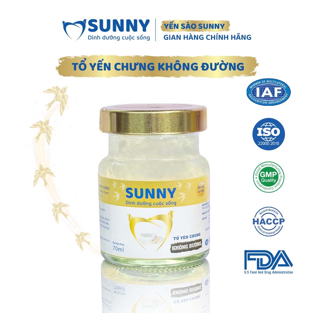 Yến sào không đường - Yến Sào Khánh Hòa chưng sẳn - 25% Yến thô - 70ml/hũ - Yến sào SUNNY