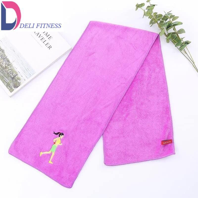 Khăn cotton thể thao lau thấm mồ hôi thêu hình cô gái tập yoga