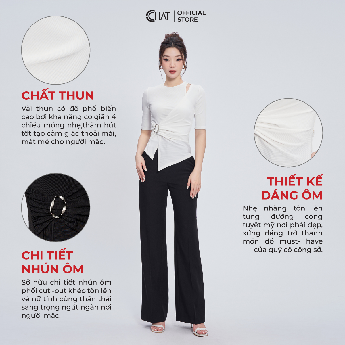 Áo Thun  Kiểu Xẻ Vai Nhún Eo Chất Vải Mềm Mịn Co Giãn 4 Chiều 53TNC2013OT